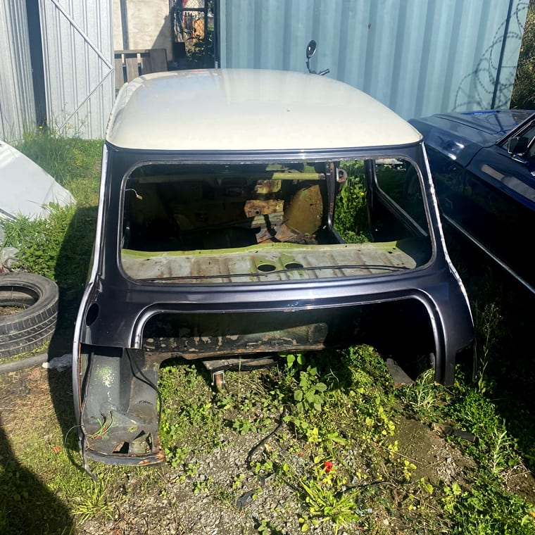 Old mini discarded out the back